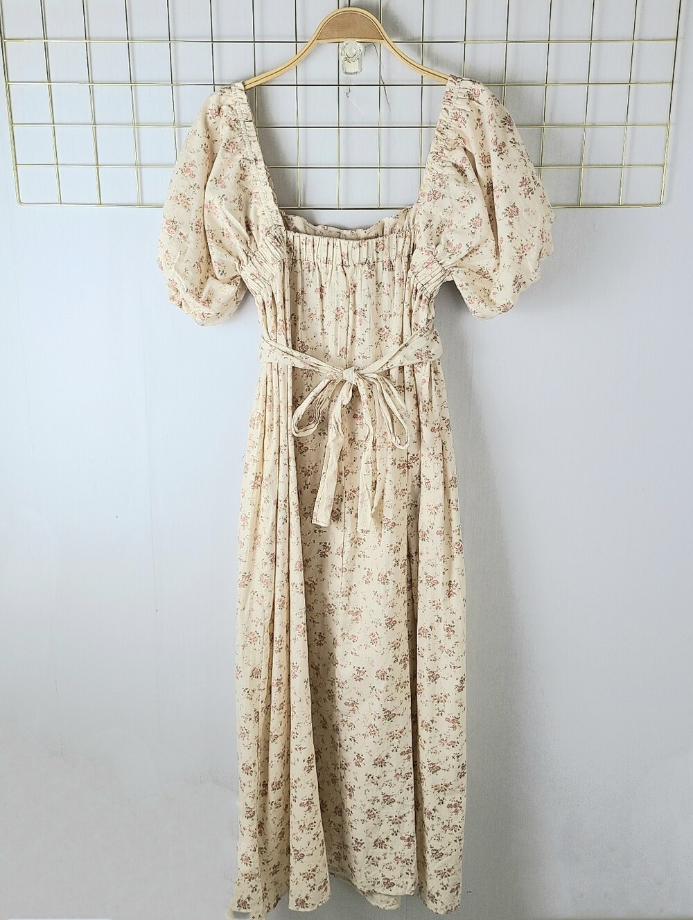 Worth Collective Finley Petal Pink Floral Tie Back Puff Sleeve Midi Dress - Picture 3 of 9